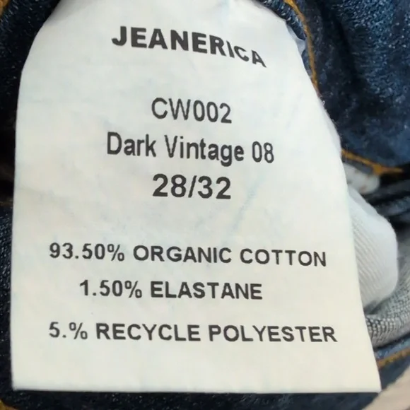 Jeanerica Jeans The Classic CW0002 Straight Leg Organic Cotton Dark Vintage 28 - Picture 8 of 9